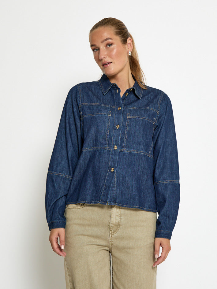 Peppercorn PCKaia Denim Shirt Jacket Jacket 9610 Mid Blue Denim