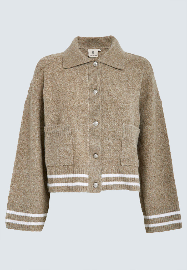 Peppercorn PCKamilla GRS Knit Jacket Cardigans 4073 Kelp Sand