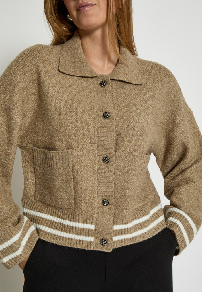 Peppercorn PCKamilla GRS Knit Jacket Cardigans 4073 Kelp Sand