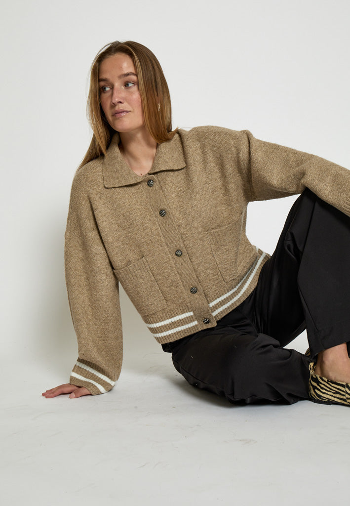Peppercorn PCKamilla GRS Knit Jacket Cardigans 4073 Kelp Sand
