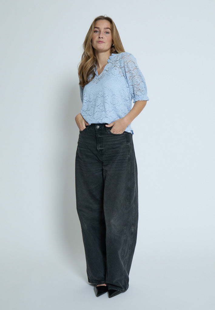 Peppercorn PCKaroline Lace Blouse Blouse 1039 FADED DENIM