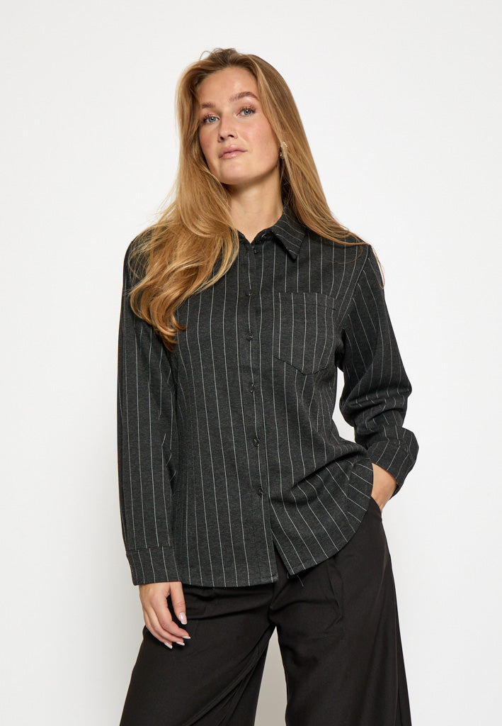 Peppercorn PCKendall GRS Pinstripe Shirt Shirt 127M Dark Grey Melange