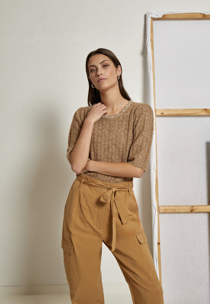 Peppercorn PCKira Knit Blouse Blouse 4073 Kelp Sand Melange