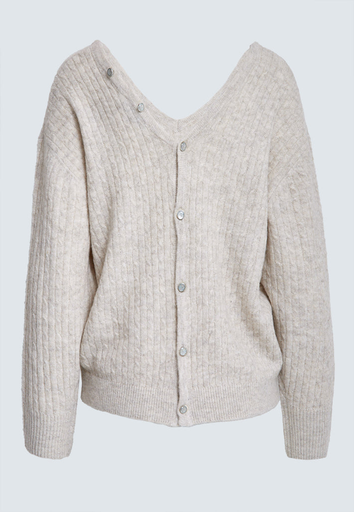 Peppercorn PCKylie GRS V-neck Knit pullover Pullover 2206M Fog Sand Mel.