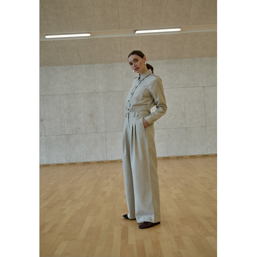 Peppercorn PCLainey HW Pant Pant 2206S Fog Sand Stripe