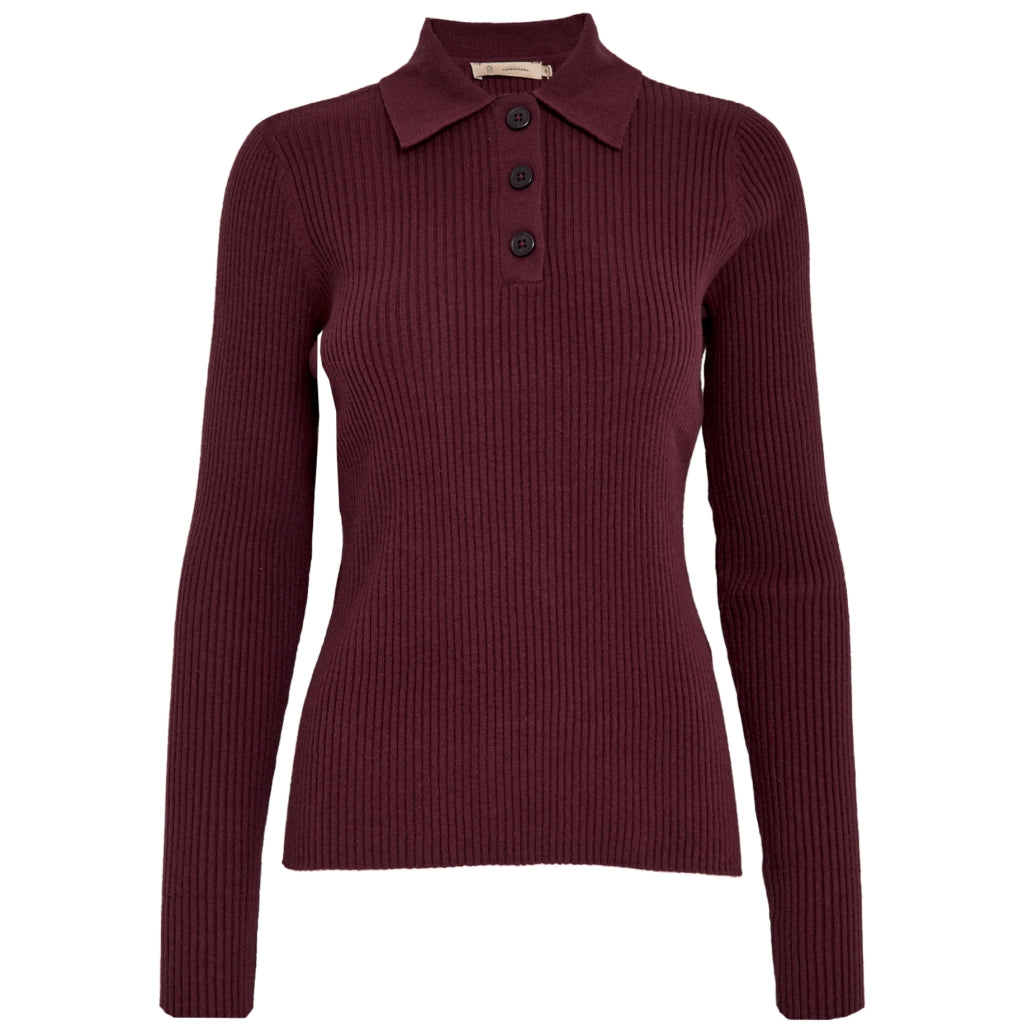 Peppercorn PCLaurel Polo Knit Pullover Pullover 0905 Tawny Port