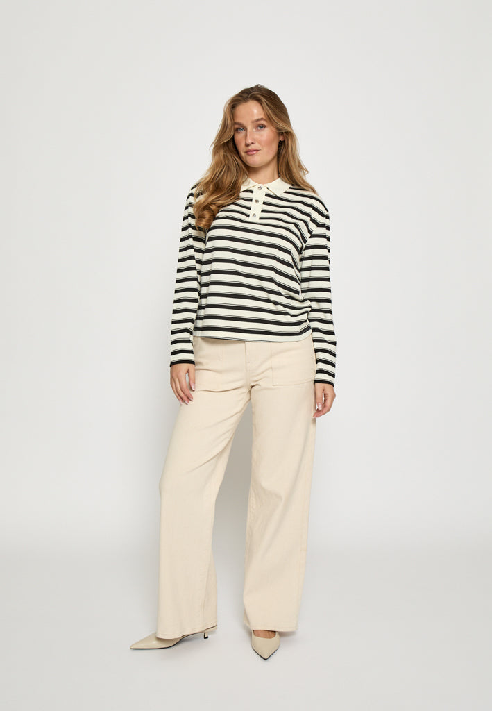 Peppercorn PCMarielle Polo T-Shirt T-Shirt 0202S Whitecap Grey Stripe