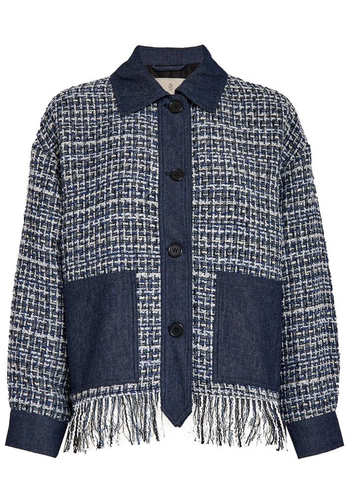 Peppercorn PCMarlow Fringe Jacket Jacket 2206J Fog Sand Jacquard