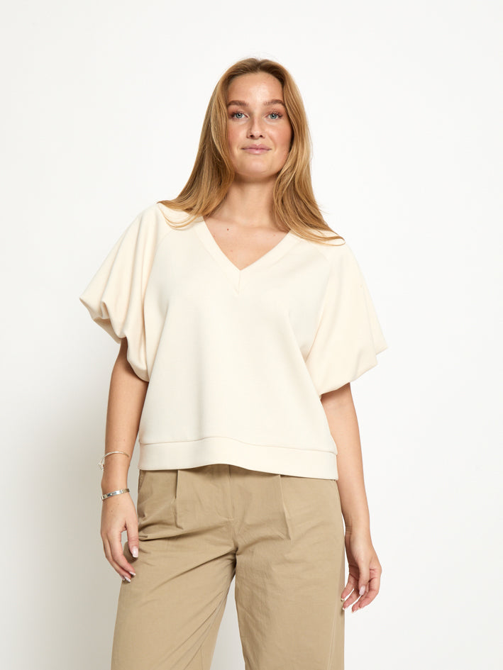 Peppercorn PCMinnie GRS Balloon Sleeve Blouse T-Shirt 0202 Whitecap Grey