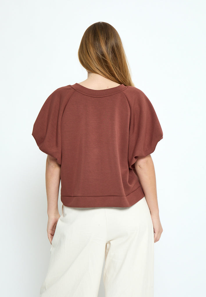 Peppercorn PCMinnie GRS Balloon Sleeve Blouse T-Shirt 1008 Maroon Red