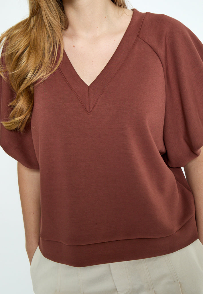 Peppercorn PCMinnie GRS Balloon Sleeve Blouse T-Shirt 1008 Maroon Red