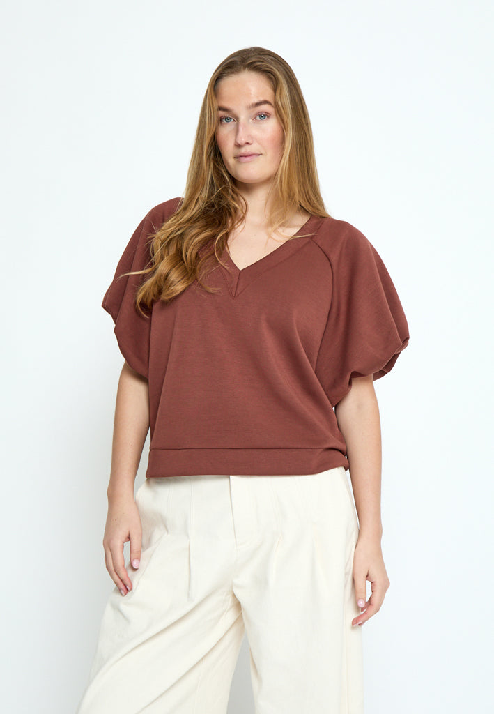 Peppercorn PCMinnie GRS Balloon Sleeve Blouse T-Shirt 1008 Maroon Red