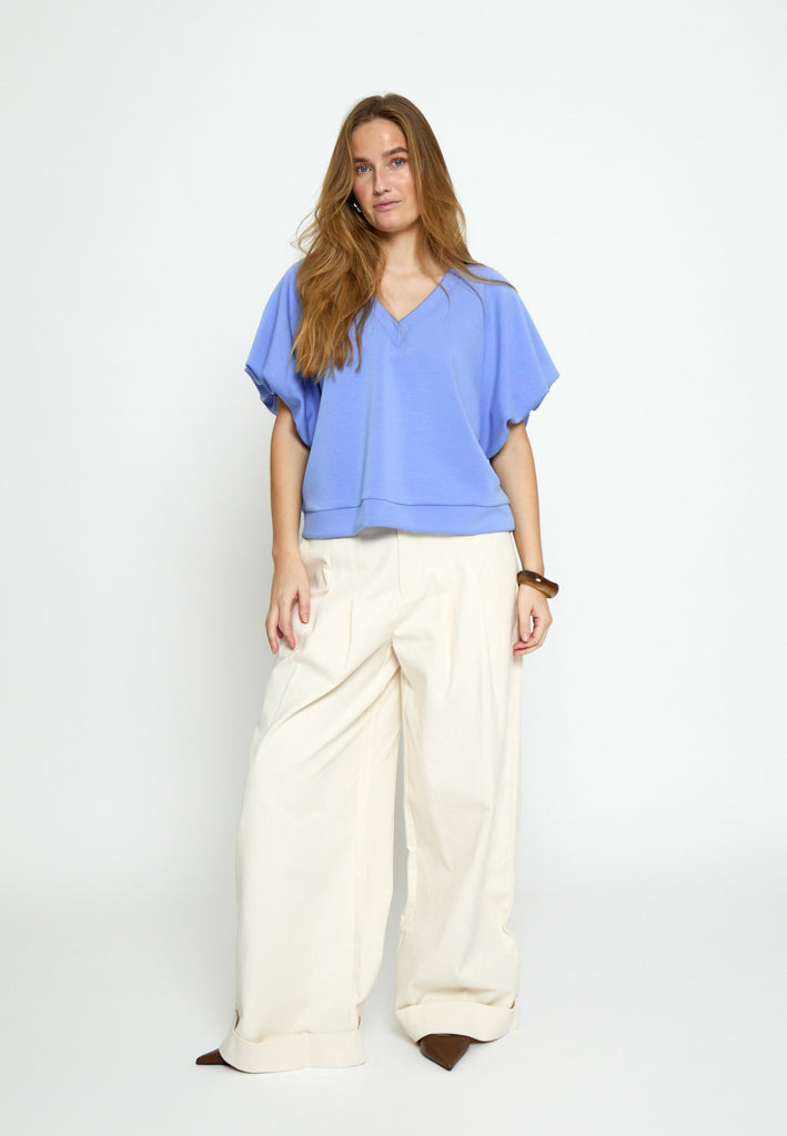 Peppercorn PCMinnie GRS Balloon Sleeve Blouse T-Shirt 2016 CORNFLOWER BLUE
