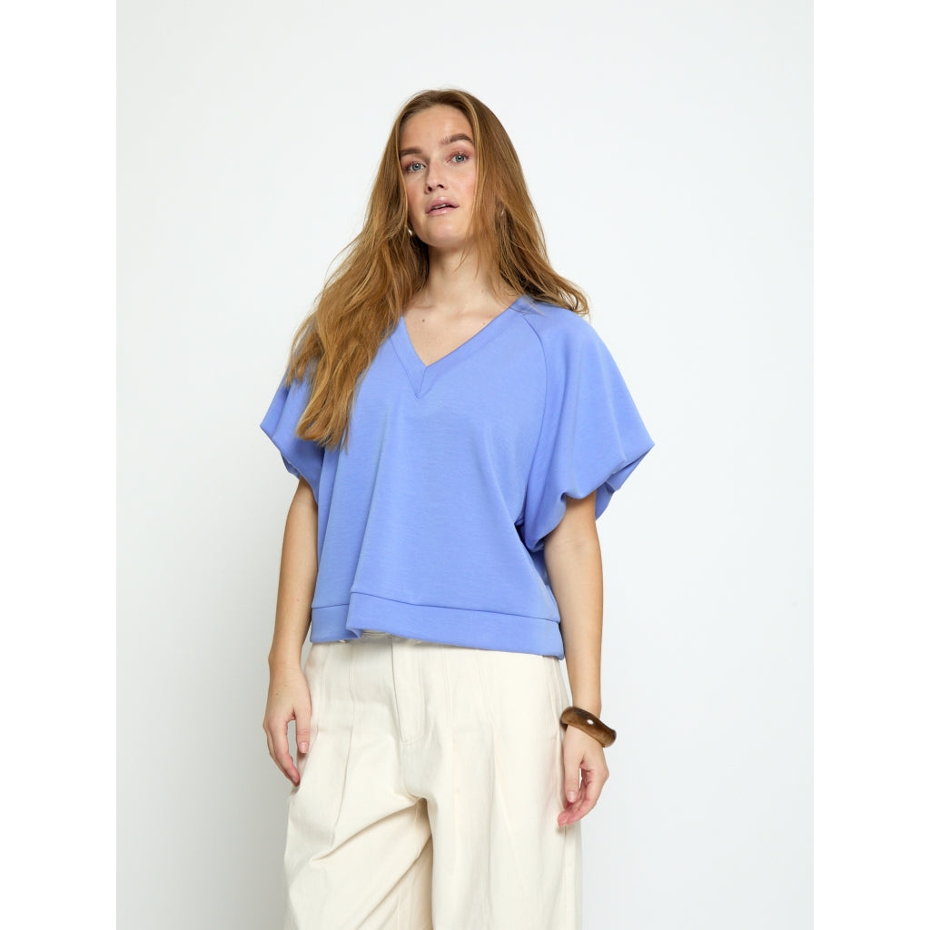 Peppercorn PCMinnie GRS Balloon Sleeve Blouse T-Shirt 2016 CORNFLOWER BLUE