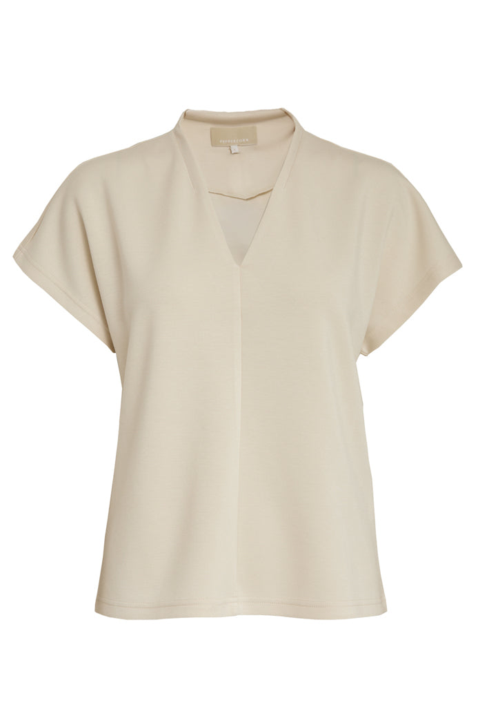 Peppercorn PCMinnie GRS V-Neck Top Top 0202 Whitecap Creme