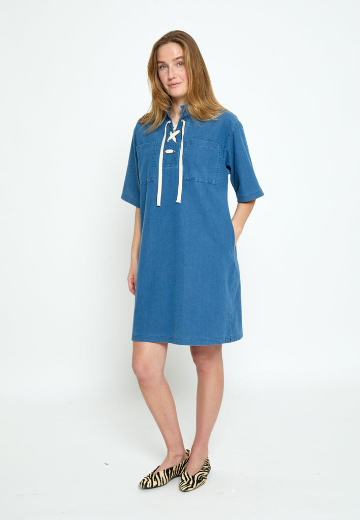 Peppercorn PCNaddie Tie String Dress Dress 9610 Mid Blue Denim