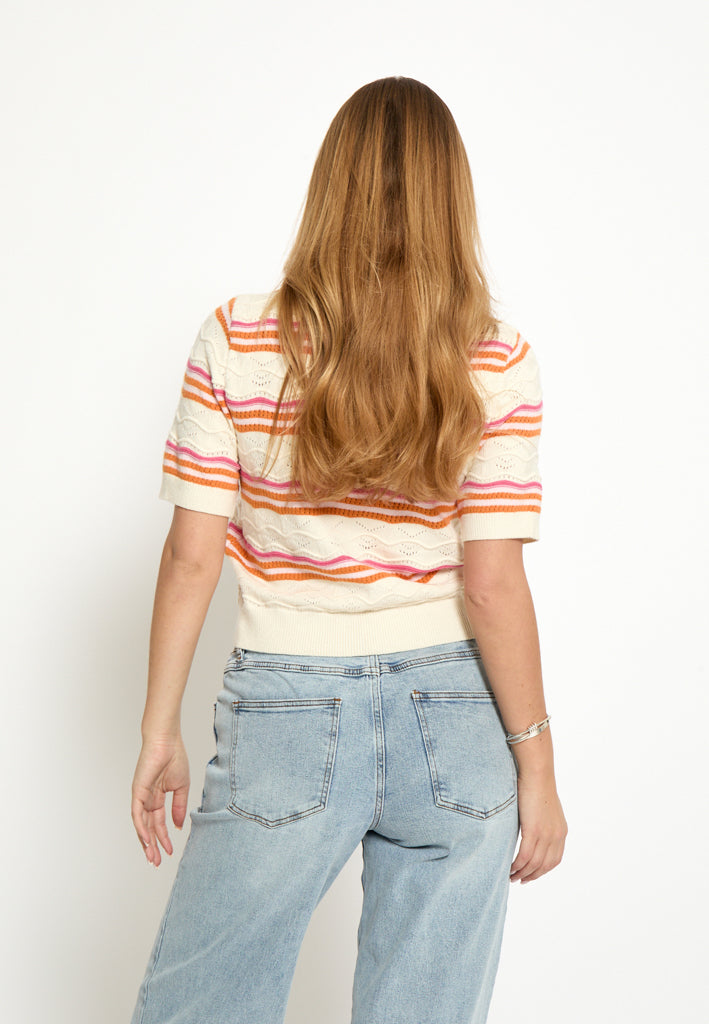 Peppercorn PCNara Knit Top Top 0202S Whitecap Grey Stripe