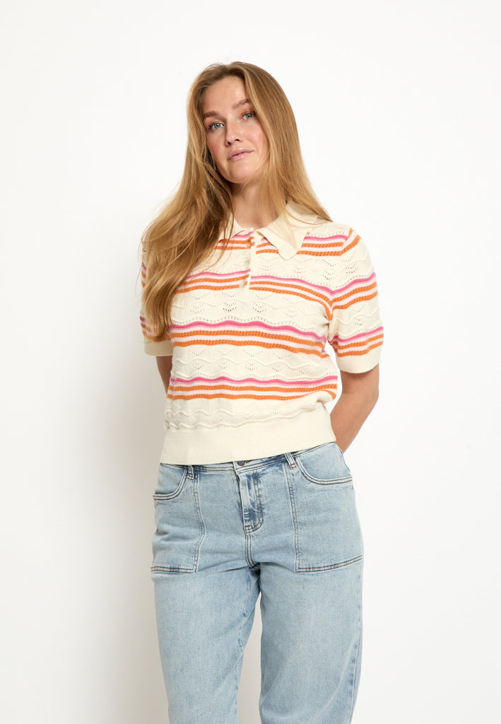 Peppercorn PCNara Knit Top Top 0202S Whitecap Grey Stripe