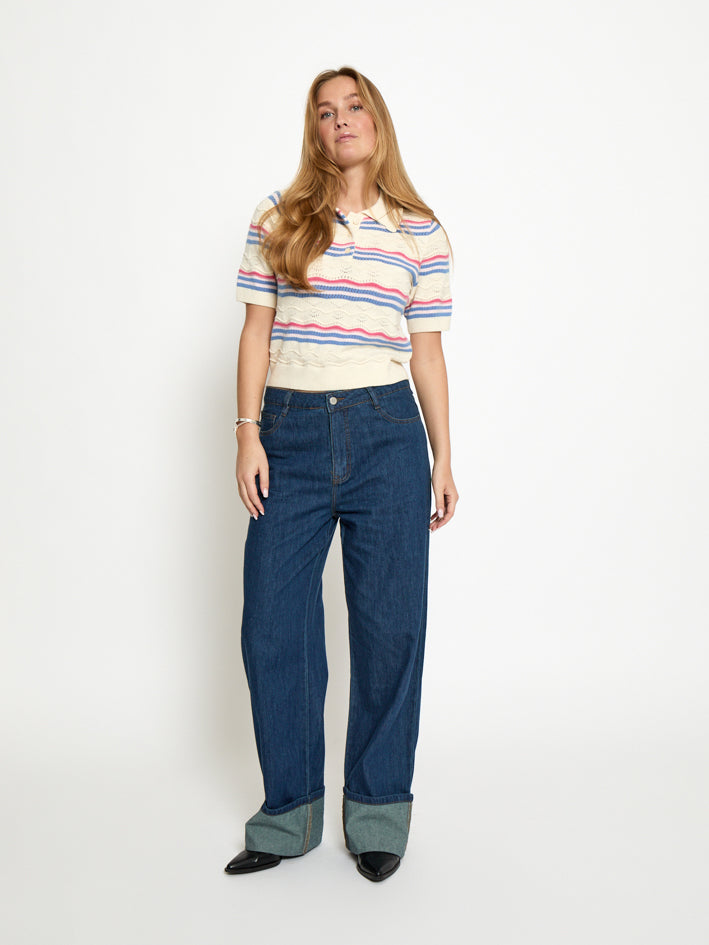 Peppercorn PCNara Knit Top Top 2016S Cornflower Blue Stripe