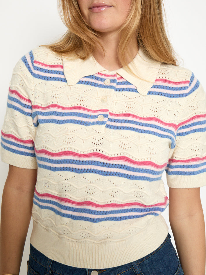 Peppercorn PCNara Knit Top Top 2016S Cornflower Blue Stripe
