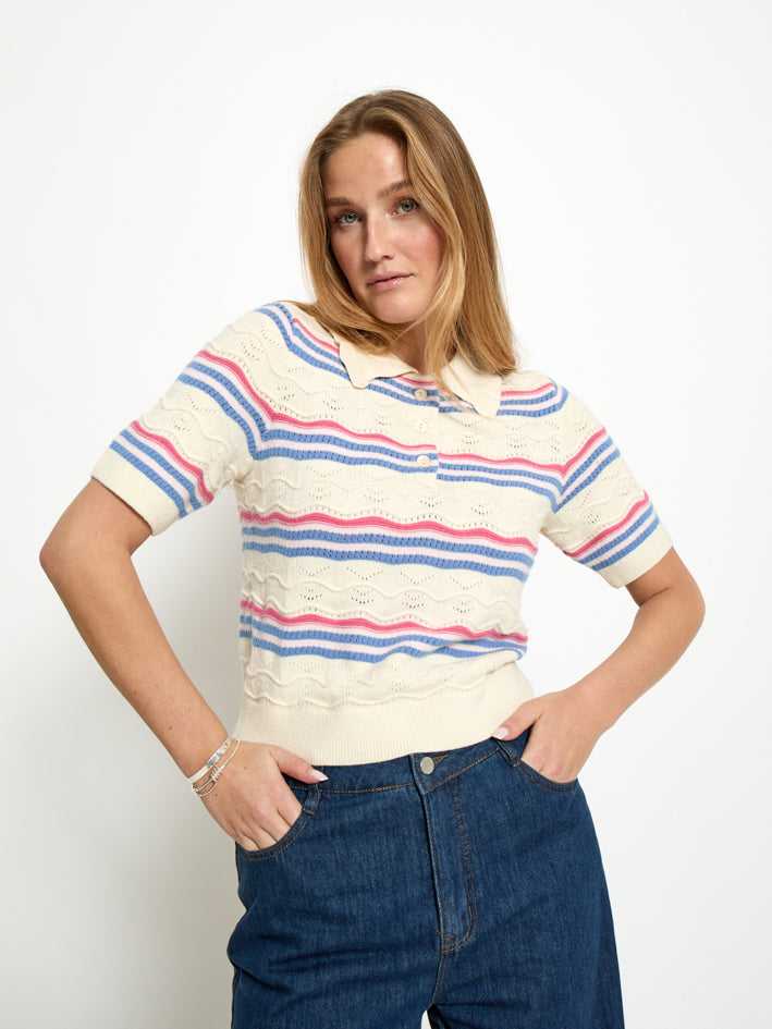Peppercorn PCNara Knit Top Top 2016S Cornflower Blue Stripe