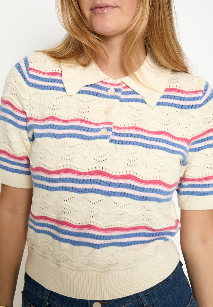 Peppercorn PCNara Knit Top Top 2016S Cornflower Blue Stripe