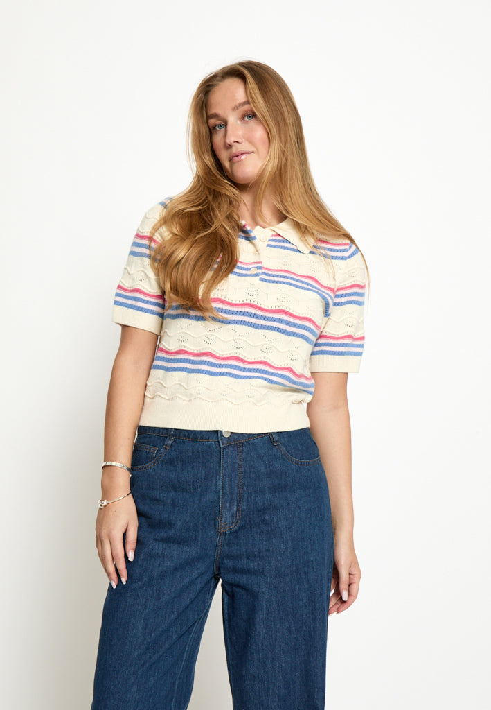 Peppercorn PCNara Knit Top Top 2016S Cornflower Blue Stripe