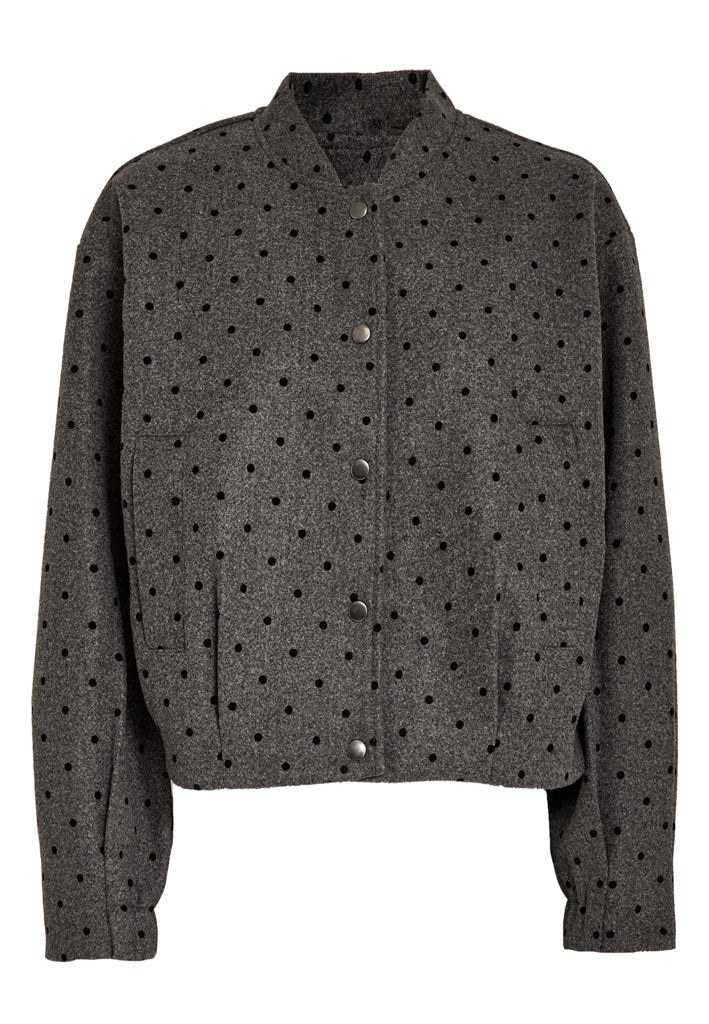 Peppercorn PCNathalie Dot Bomber Jacket Jacket 129P Dark Grey Print