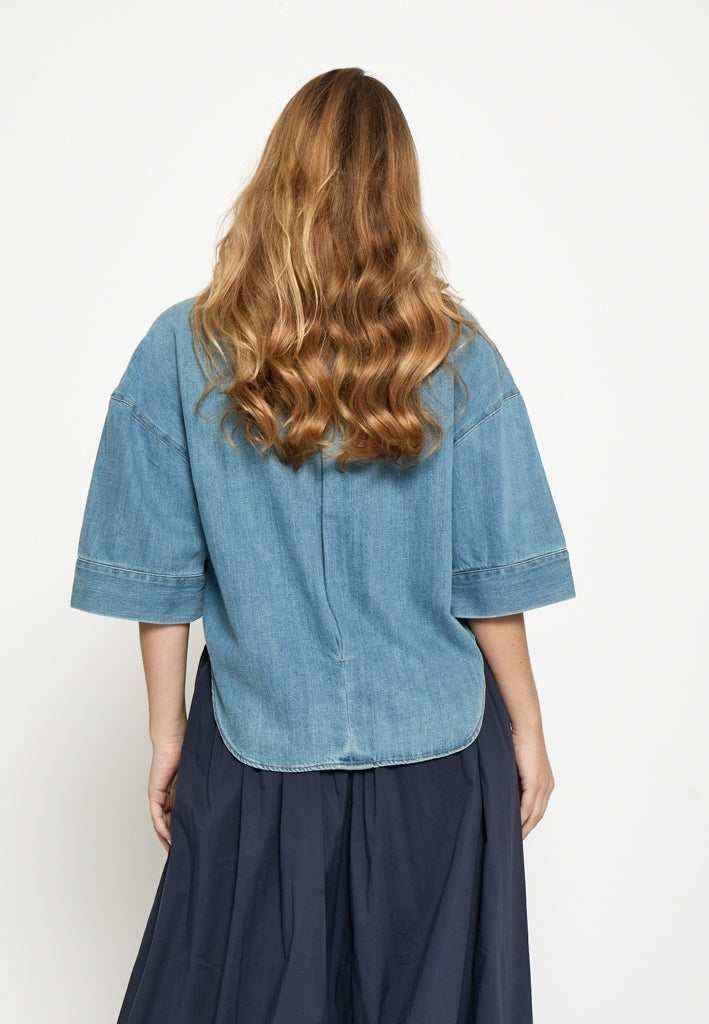 Peppercorn PCNoélle Denim Shirt Blouse 9610 Mid Blue Denim