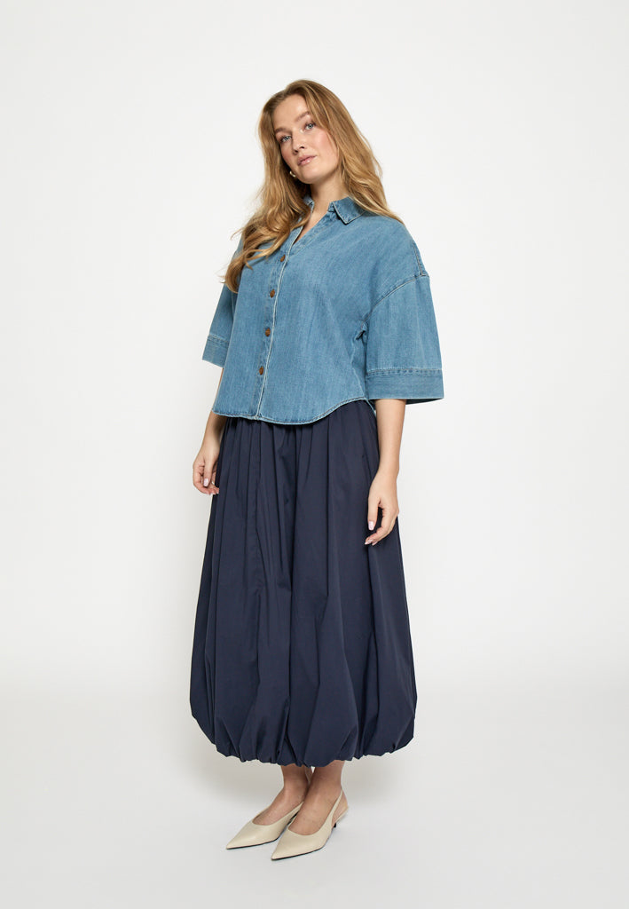 Peppercorn PCNoélle Denim Shirt Blouse 9610 Mid Blue Denim