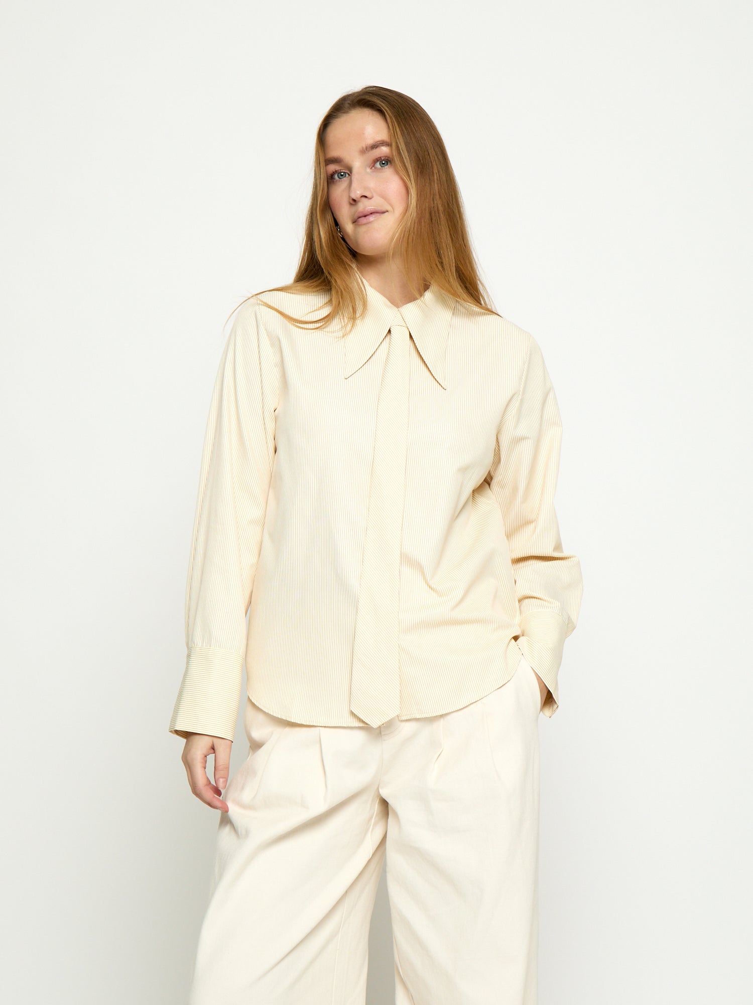Peppercorn PCNorma Tie Shirt Shirt 1007S VANILLA CUSTARD STRIPE