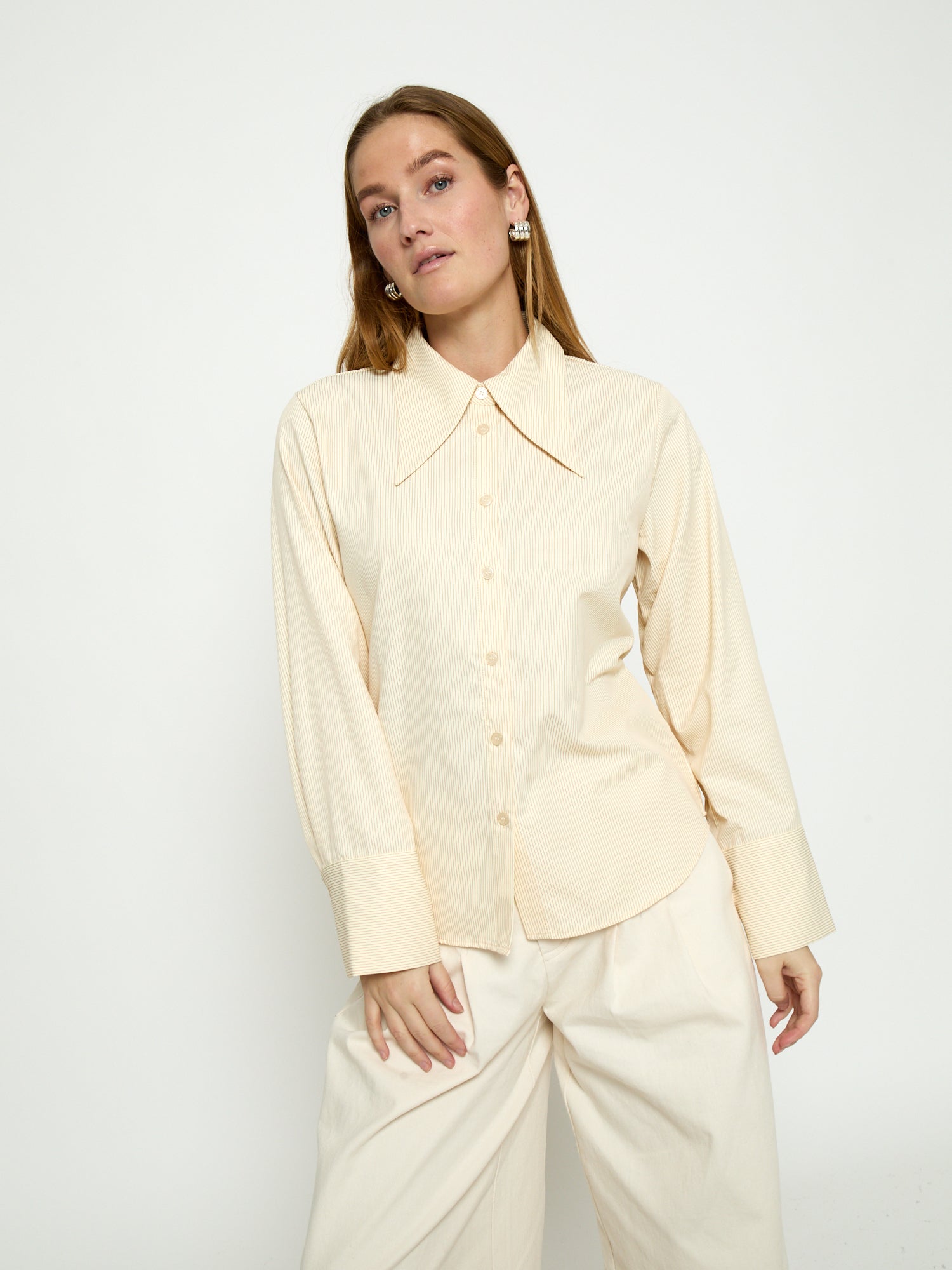 Peppercorn PCNorma Tie Shirt Shirt 1007S VANILLA CUSTARD STRIPE
