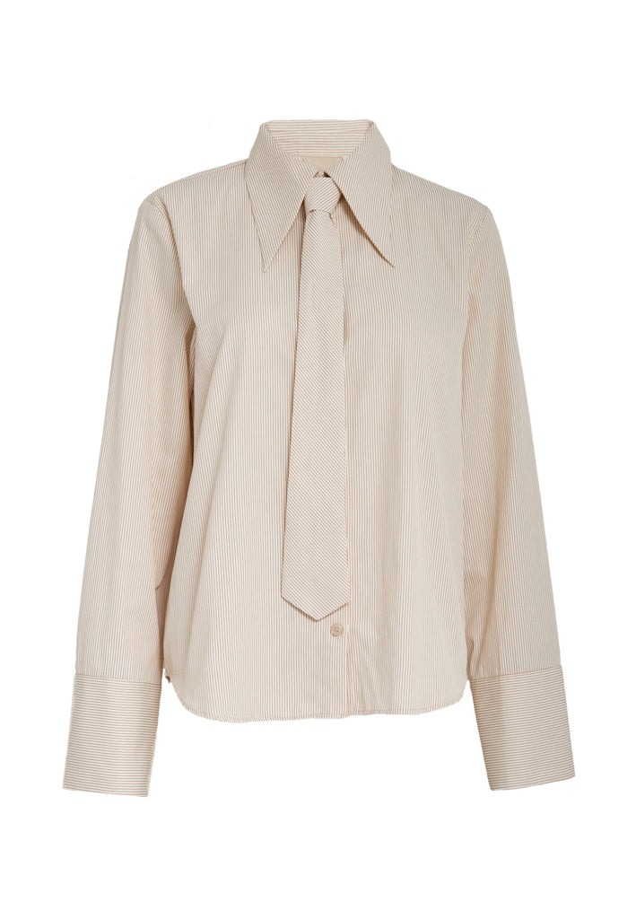 Peppercorn PCNorma Tie Shirt Shirt 1007S VANILLA CUSTARD STRIPE