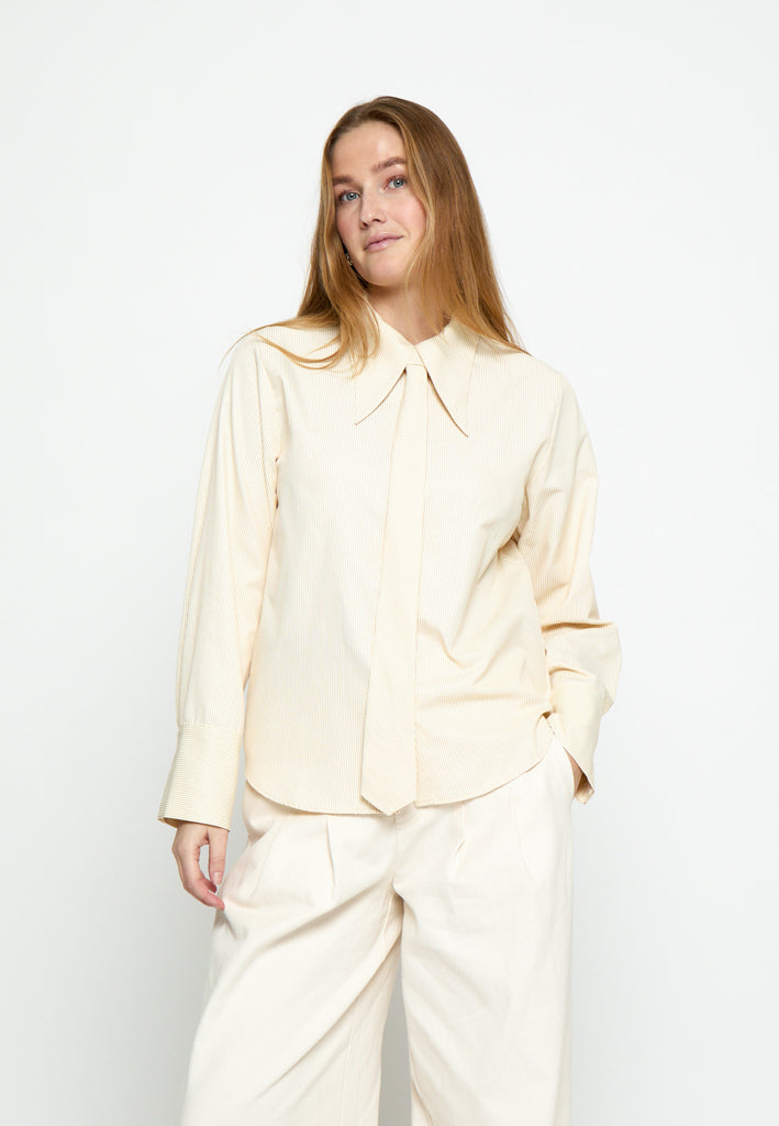 Peppercorn PCNorma Tie Shirt Shirt 1007S VANILLA CUSTARD STRIPE