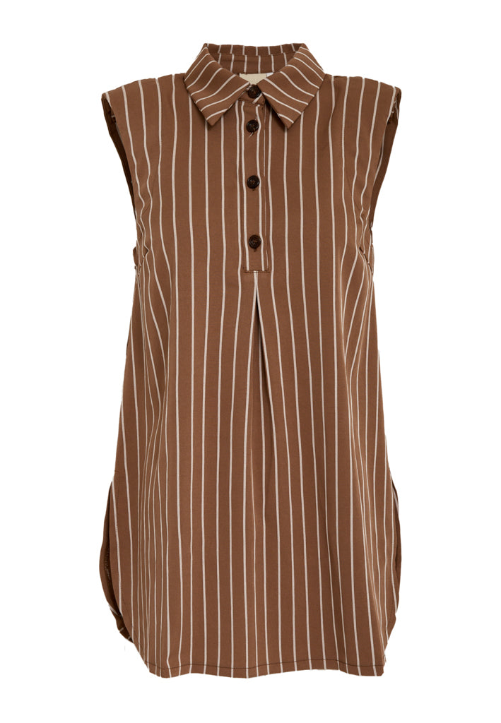 Peppercorn PCOba Blouse Blouse 4999S Mink Brown Stripe