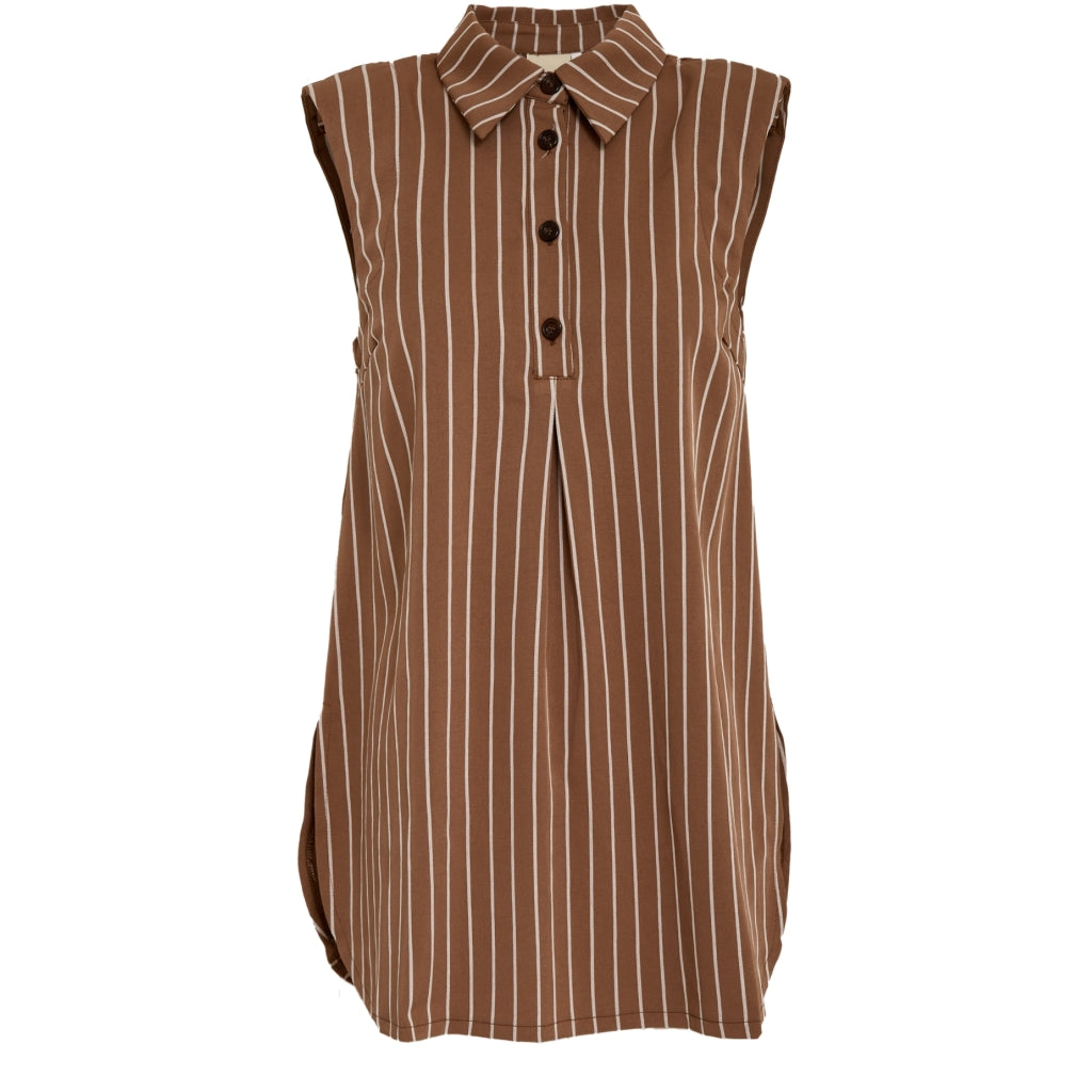 Peppercorn PCOba Blouse Blouse 4999S Mink Brown Stripe