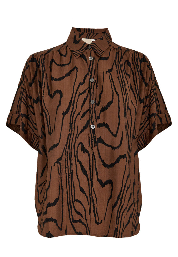 Peppercorn PCOzzy Blouse Blouse 4999P Mink Brown Print