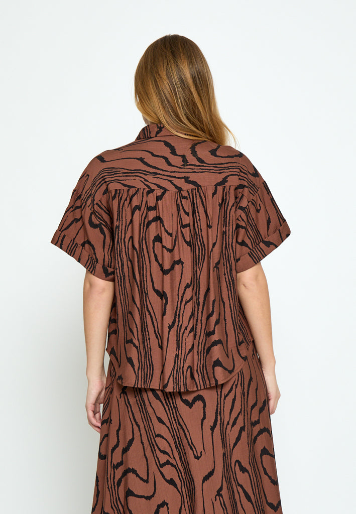 Peppercorn PCOzzy Blouse Blouse 4999P Mink Brown Print