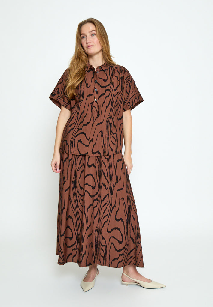Peppercorn PCOzzy Blouse Blouse 4999P Mink Brown Print