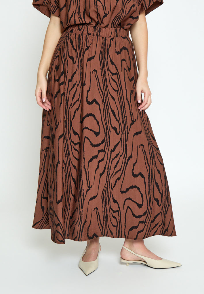 Peppercorn PCOzzy Maxi Skirt Skirt 4999P Mink Brown Print