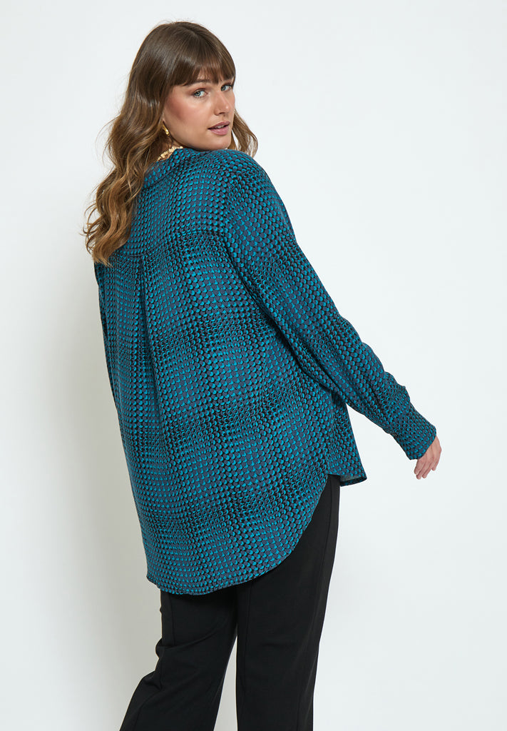 Peppercorn PCPalmer V-Neck Blouse Curve Blouse 1020P Moonlit Ocean Print