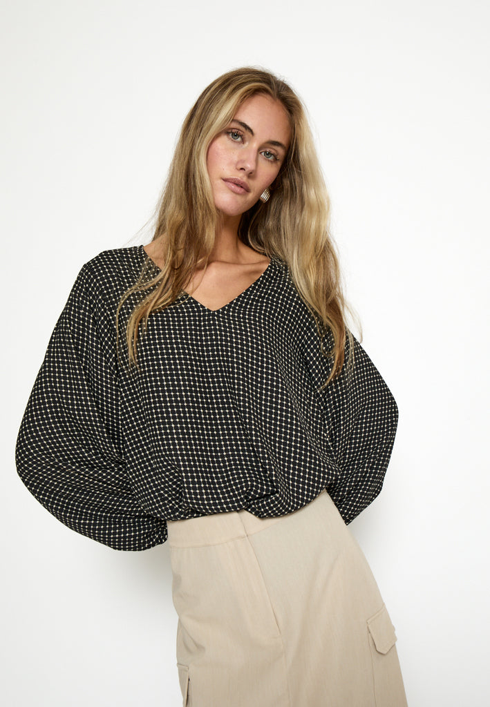 Peppercorn PCParis Long Sleeve Blouse Blouse 9000P Black Print