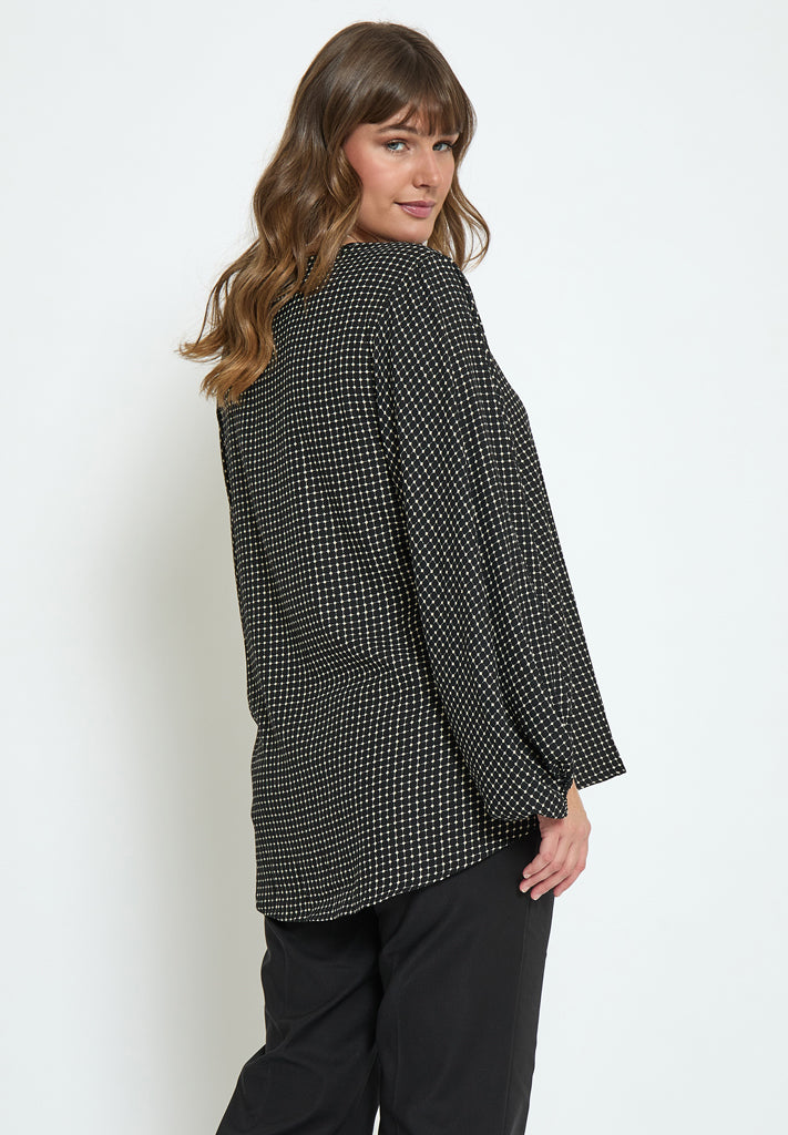 Peppercorn PCParis Long Sleeve Blouse Curve Blouse 9000P Black Print