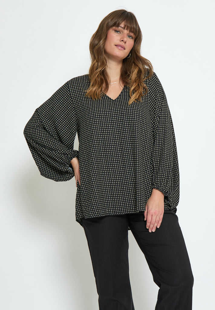 Peppercorn PCParis Long Sleeve Blouse Curve Blouse 9000P Black Print