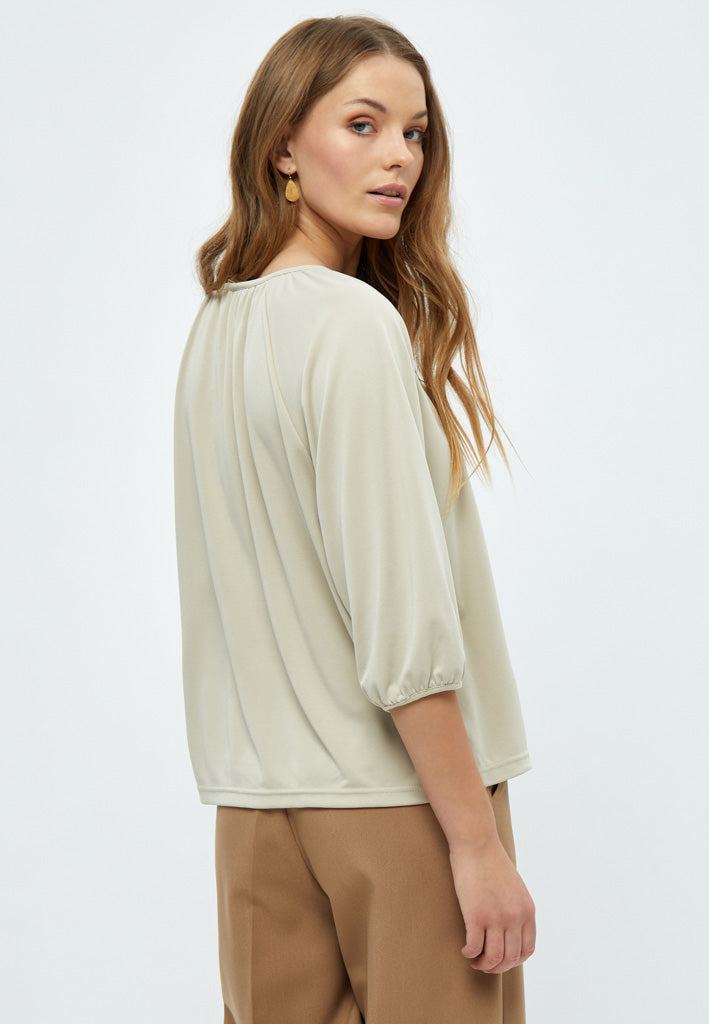 Peppercorn PCPayton O-Neck 3/4 Sleeve Blouse Blouse 2105 Feather Gray
