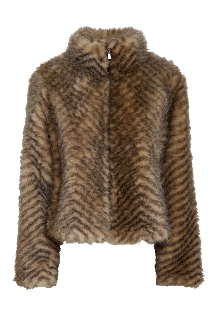 Peppercorn PCPeggy Faux Fur jacket Jacket 5332 Fossil Brown