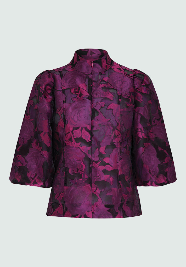 Peppercorn PCPelaya Jacquard Blouse Blouse 7024J Hollyhock Purple Jacquard