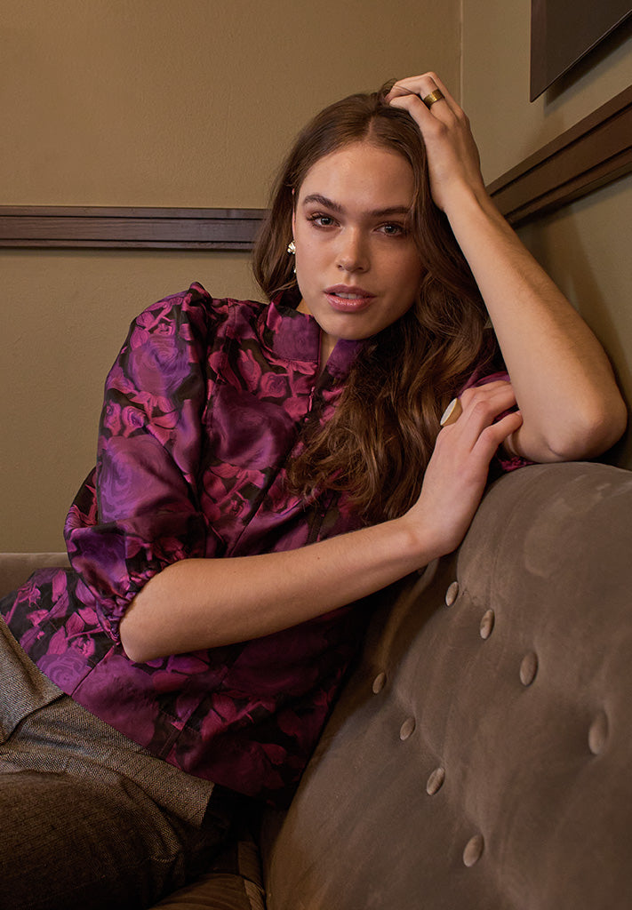 Peppercorn PCPelaya Jacquard Blouse Blouse 7024J Hollyhock Purple Jacquard