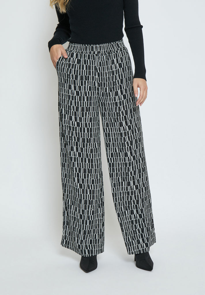 Peppercorn PCPhilippa Wide Leg Pant Pant 2326P Gray Violet Print