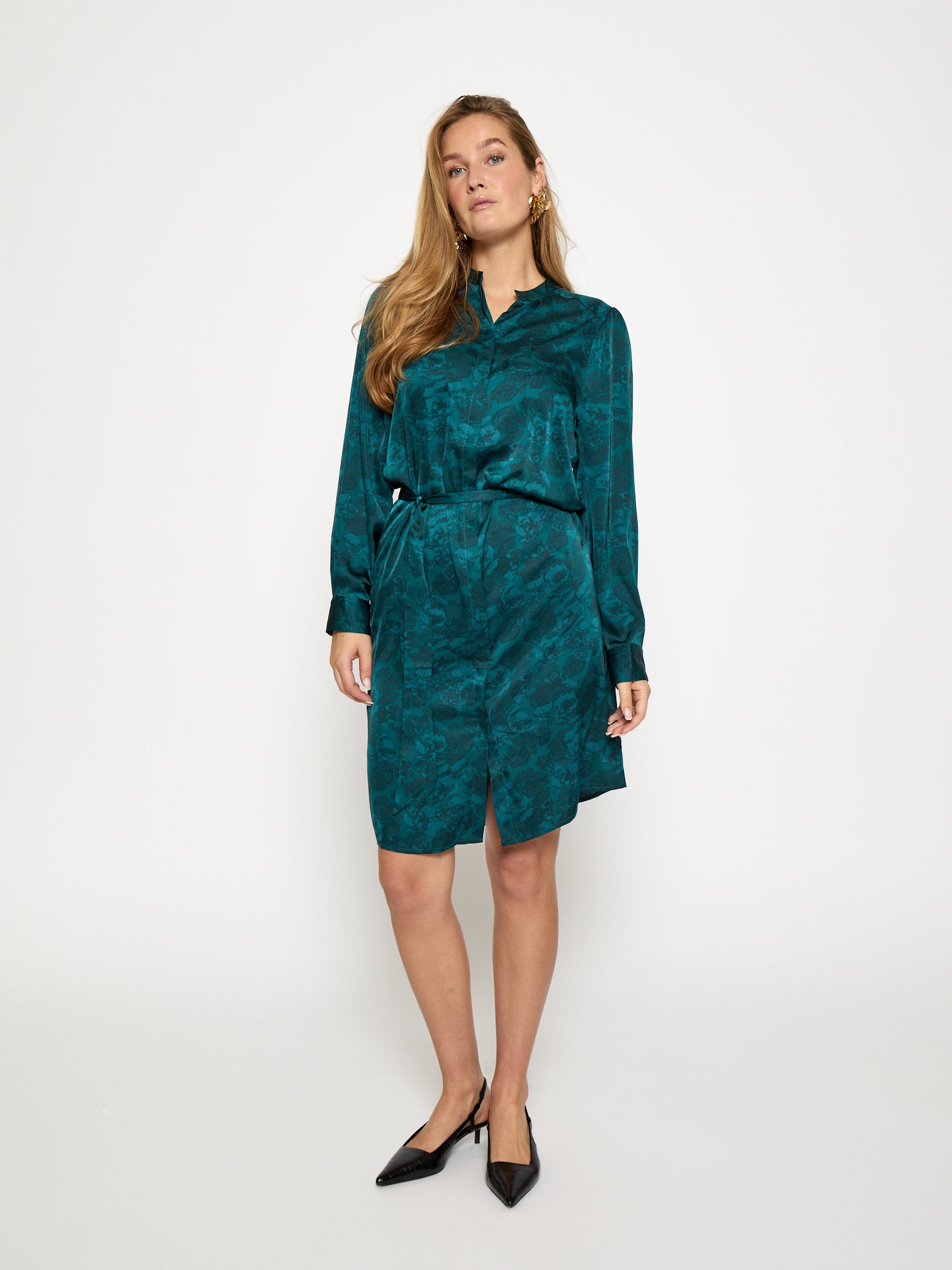 Peppercorn PCRaya Midi Shirt Dress Dress 2114P Ocean Depth Print